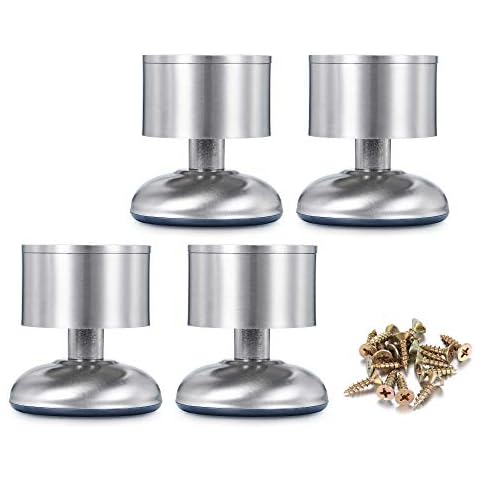 CozyCabin 4PCS Adjustable Metal Furniture Legs - Stainless Steel Cabinet Legs Round for Cabinet Sofa Table Kitchen Feet Replacement,(Height 60mm/2.5") Cover