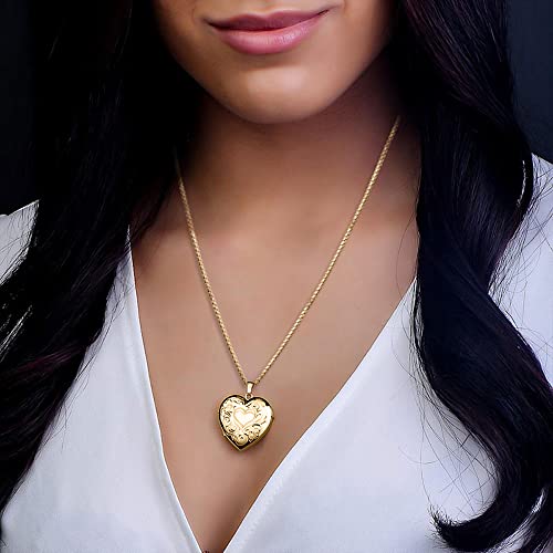 Picturesongold.com Personalized Gold Heart Locket Necklace For Women With 4-Page Photo's Heart Locket Necklace 1 1/4 Inch X 1 1/4 Inch In 14K Gold #TOP3