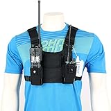 Abbree Front Pack Pouch Holster Vest Rig Chest Bag Carry Case for Baofeng Two Way Radio UV-5R BF-F8HP UV-82 TYT Motorola Midland (Black)