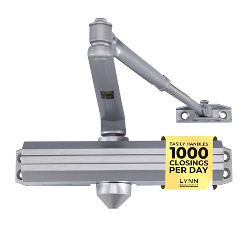 LYNN HARDWARE Medium/Heavy Duty Automatic Door Closer (Silver) - Commercial Grade, Contractors Choice, Adjustable Speed & Force, 3 Mounting Options, 3 Hour Fire Rated (DC7016 Model)