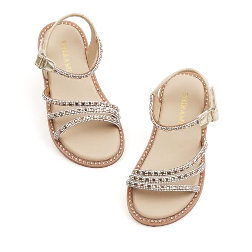 Image of PHIRAMIN Toddler Girl Sandals - Flower Girl Dress Shoes Open Toe Little Kid Flats