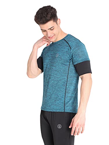 Image of CHKOKKO Men's Round Neck Half Sleeves Regular Dry Fit Gym Sports T-Shirt Sea Green L