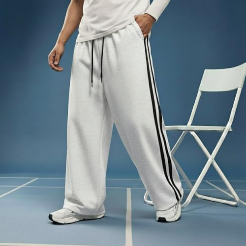 Image of dockstreet Straight Wide fit Long Length Open Bottom Jogger for Men /Trending Multi Pocket Style, Relaxed Casual Pants for Men