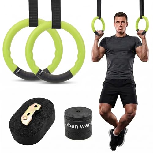 Image of Gymnastic ABS Rings with Heavy Duty Adjustable Strap Capacity with 14.5ft Adjustable Buckle Straps for Cross Fitness Functional Training for Home Gym Full Body Workout