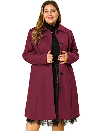Agnes Orinda Womens Plus Size Utility Jacket Drawstring Belted Coats 3X Burgundy