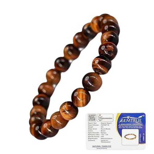 GEMSMANTRA Natural Gemstone 8 mm Bracelet for Men & Women Stretchable Crystal Beads Spiritual Meditation Bracelet Regular & Mahashivratri Energized Variants