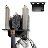 Crysendo Wall Mount Holder Compatible with Dyson Airwrap Complete, Airwrap Long & Air Wrap Multi-Styler | 6-Slot Dyson Hair Tool Organizer Stand | Durable & Space-Saving Wall Rack for Bathroom (Black)