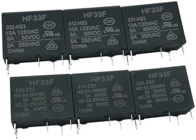 10pcs Home appliance relays HF-JZC-33F 005 012 024 -HS3 ZS3 ZST H.F relay 5V 12V 24V 4 feet and 5 feet 5A Relays(HF33F-012-ZST)