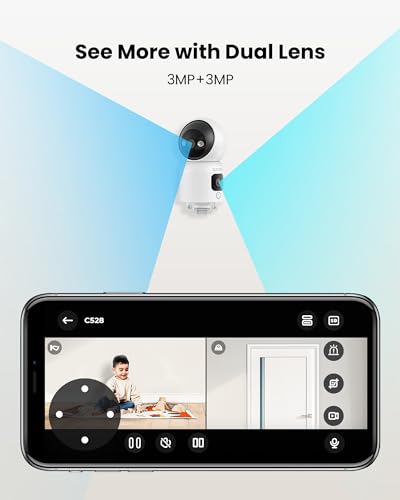 ZOSI 2-in-1 2K Indoor WiFi Camera, 360° Dual-Lens Dual Views Home Security Baby/Elder/Pet Monitor with APP, 2.4G/5G Dual-Band Wi-Fi CCTV Camera, Click/Gesture Calling, Person Motion Detection, C528 - Image 3