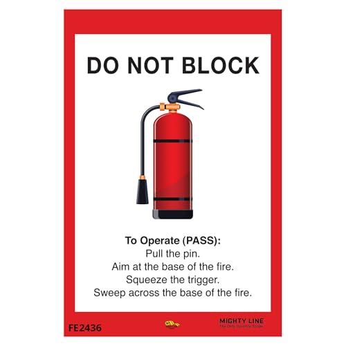 Mighty Line FE2436 Fire Extinguisher Floor Sign Sticker For Safety, Warning, Heavy-Duty, Peel And Stick, Adhesive, Industrial Quality cover
