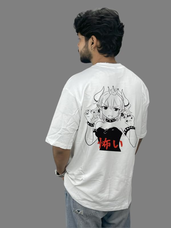 Image of Men's Cotton Anime Streetwear Oversized T-Shirt | Neon Demon Girl Graphic Print