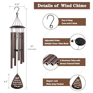 Sister Gifts, 32" Bronze Wind Chimes Sister Gifts for Women, Gifts for Sister, Sisters Gifts from Sister, Gifts for Sister in Law, Best Sister Ever Gifts Sister Gifts 32 Bronze Wind Chimes Sister Gifts for Women Gifts for Sister Sisters Gifts from Sister Gifts for Sister in Law Best Sister Ever Gifts