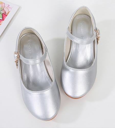 Girls PU Low Heel Dress Shoes Wedding Flower Party Princess Mary Jane Pumps2