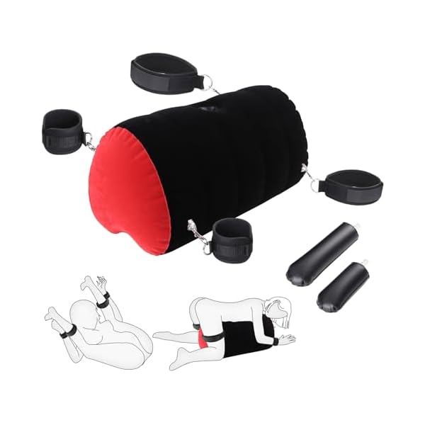 Sex-Positionskissen, Dildohalterung mit verstellbaren Hand- und Oberschenkelfesseln, Sex-Bondage-Set, Sexmöbel fürs Schlafzimmer – Sex-Body-Positioner für Paare (red-black) – Bild 4