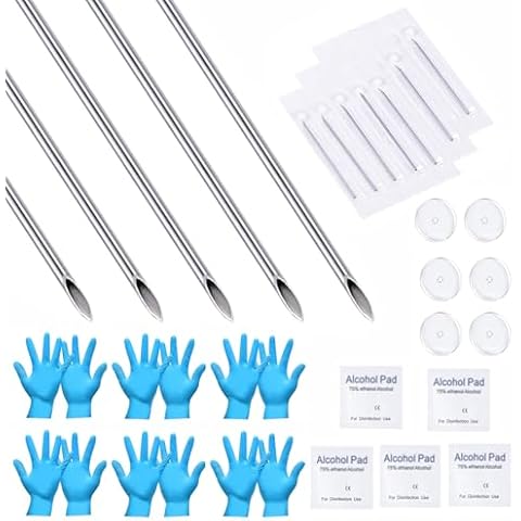 QWALIT Piercing Needles Piercing Needle Kit Ear Piercing Needle 16G Nose Belly Button Piercing Kit 16G Piercing Needle 16 Gauge Piercing Needle Cover