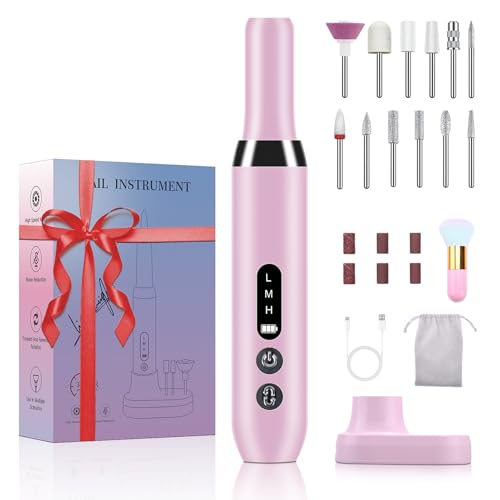 Torno Uñas Profesional Lima Eléctrica 20000u/min , lima electrica uñas Portátil , Torno para Uñas USB Recargable, set de manicura y pedicura electrico Kit Salón DIY Nail Dril