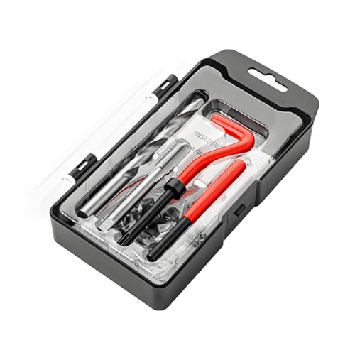 KVAEY 15 PCS Thread Repair Kit, M10×1.5 Metric Thread Repair Tool Set for Automotive Repair, Thread Repair Insert Kit with Hexagon Wrench and Drill, Universal Car Accessories (M10×1, 15pcs)
