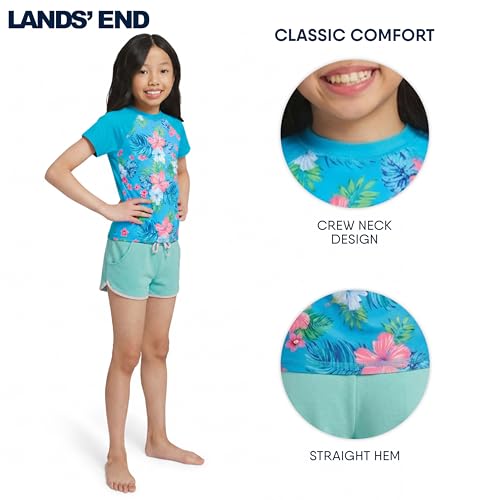 Image of Lands' End Girls' Swim UPF 50+ Short Sleeve Sun Tee Rash Guard Shirt