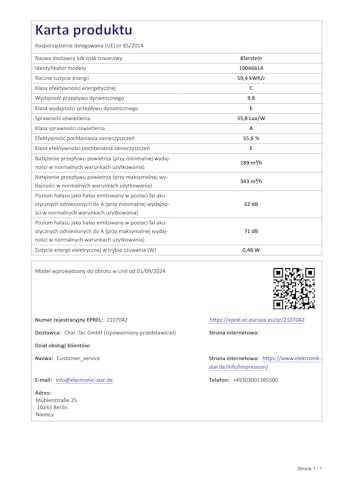 Klarstein Purista Force Okap kuchenny do zabudowy, 60 cm, wydajność powietrza 400 m³/h, podwójna technologia silnika, panel dotykowy LED, efektywność energetyczna C, czarny