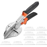 GIONAR Mitre Shears Set, Multi Angle Trim Cutter with 10 Replacement Spare Blades, Electrician Multifunctional Trunking Scissors for Cutting Soft Wood, Plastic, PVC, Cut at 45 to 135 Degrees