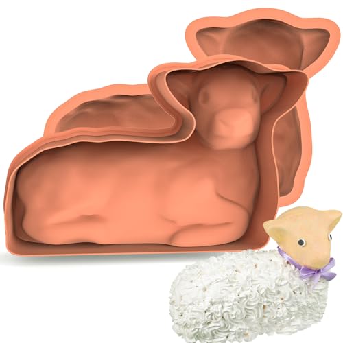 Kamehame Moule à gâteau d'agneau de Pâques en silicone 30,5 cm 3D Moule à gâteau d'agneau Grand moule de cuisson de Pâques pour gâteau