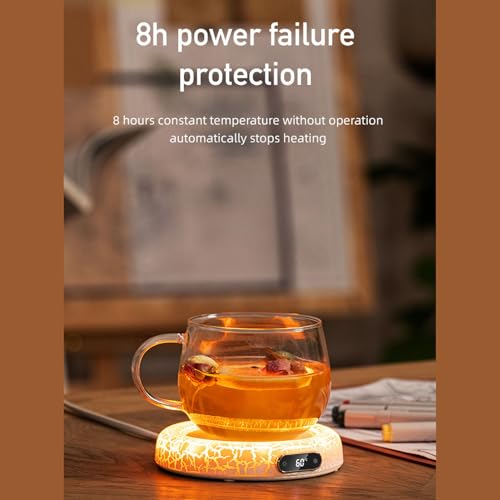 ZJchao Mug Warmer Electric Cup Warmer Intelligent Digital Display 7 Color Ambient Lighting 4 Temperature Settings 50℃ 60℃ 70℃ 80℃ for Coffee Tea Milk Office Home ABS 120x120x25mm (US Plug)