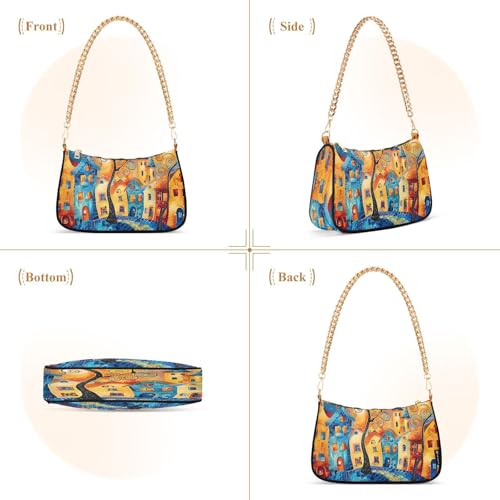 ALAZA Vibrant Style Colorful House Watercolor Women's Handbags Tote Crossbody Bag Purse Ladies Shoulder Bag Hobo Handbag2