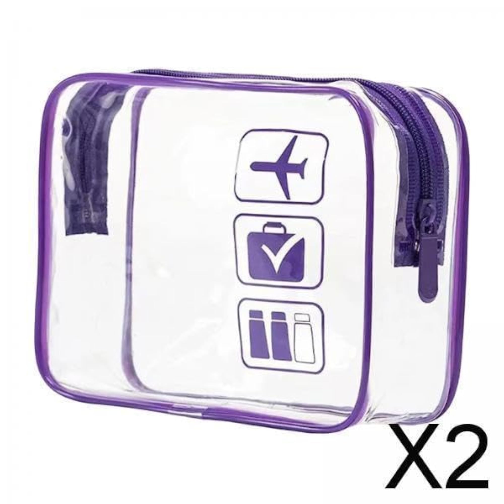 Clear Makeup Bag for Essentials, Set of 2