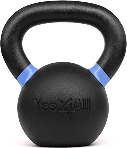 Yes4All Powder Coated Kettlebell Weights With Wide Handles & Flat Bottoms–12Kg/26Lbs Cast Iron Kettlebells For Strength, Conditioning & Cross-Training, Size D-12 Kg/26 Lb (Sd7M),E -Blue- 12 Kg / 26 Lb #TOP1