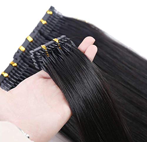 6D Hair Extensions Tool Kit with Remover Tool, 10Rows Quick No-Trace Easy Connection Human Hair Extensions 40Pcs Clips Hair Extension Buckle for Hair Wig,10 teeth hair,55cm/22in