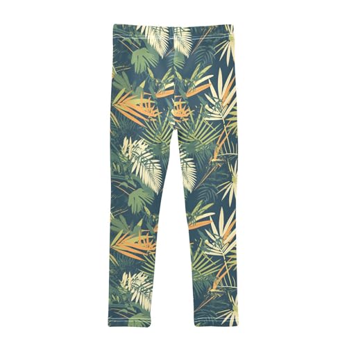 Palm Tropical Pattern Exotic Kids Girl's Cotton Leggings Casual Full Length Workout Pants Sports2