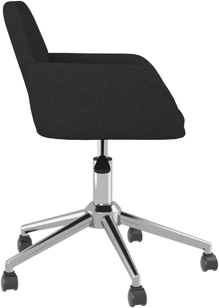 vidaXL Office Chair, Home Office Chair with Wheels and Arms, Office Desk Chair for Makeup Room Bedroom Living Room, Modern Style, Black Fabric