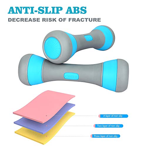 Image of ZhaoCo Adjustable Dumbbells Weights Home Gym Fitness Dumbbell Set for Women Men Kids, Neoprene Comfortable Grip 1kg 1.5kg 2kg Pair - Blue