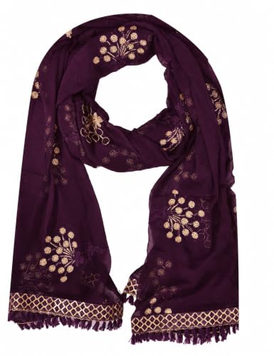 Image of YOUTHQUAKE Heavy Embroidered Work Chiffon Dupatta for Womens & Girls With Fancy Lace
