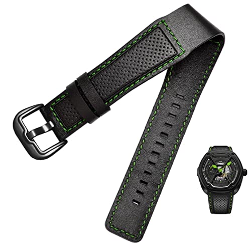 Bracelet de montre cuir de vache noir 24mm Dietrich OTC-AO1 Stomata adaptable