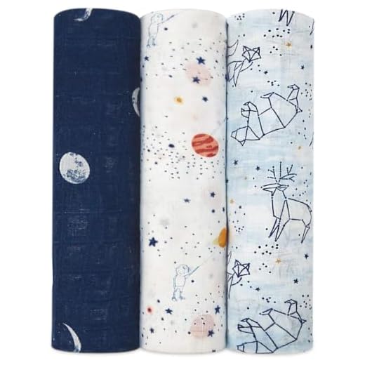 aden + anais Silky mjuka puckdukar stargaze, muslin av 100 % bomull, 120 cm x 120 cm, 3-pack, flerfärgad, 9227 g, 120 x 120 cm
