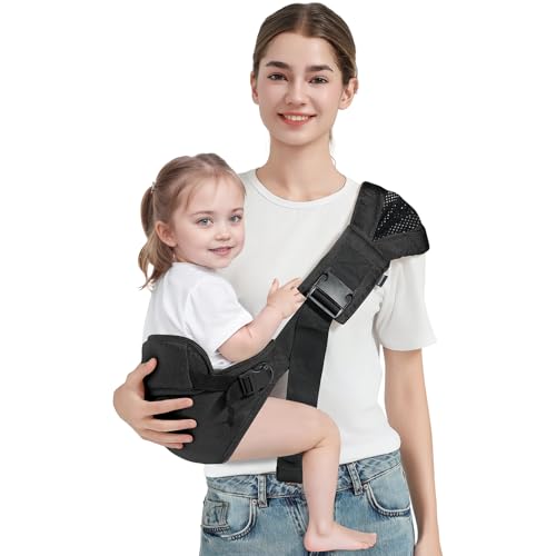 Toddler Sling Carrier, Toddler Carrier Sling Easy to Use (7-30lbs), Baby Sling Hip Carriers with Backrest, Black