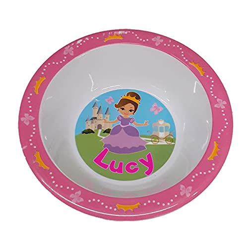Childrens' Melamine Bowl - Princess Design - 53 Girls' Names Available (Lucy)