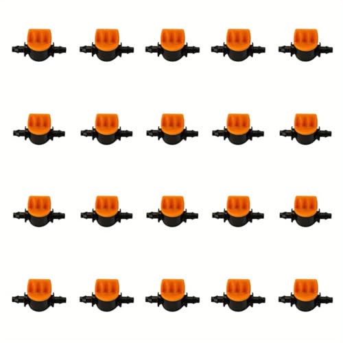 20Pcs Drip Irrigation Valve, 1/4X1/4 Inch Barb Shut-Off Valve, Drip Irrigation Switching Valve, Barbed Ball Valve for Irrigation System, 0.2in Outer Diameter (Black)