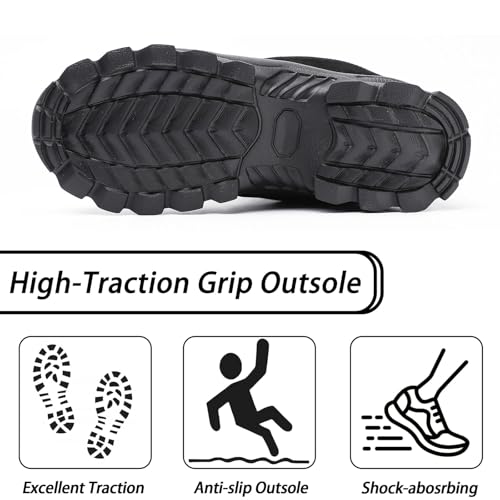 Men's Suede Winter Warm Lug Sole Snow Ankle Boots Comfortable Lightweight Waterproof Non-Slip Round Toe Lace-up Fluff Lined Outdoor Ankle Shoes for Cold Weather Walking Hiking4