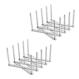 HIRAISM ディッシュスタンド 鍋蓋 オーガナイザー スタンド 伸縮 ステンレス 収納 シルバー (スタンダード×2個)