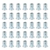 MECCANIXITY 40Pcs M8 x 18mm Rivet Nut Thread Half Hexagonal Carbon Steel Hardware Nuts White Zinc-Plate Threaded Insert Nut Suitable for Furniture Industrial