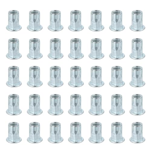 MECCANIXITY 40Pcs M8 x 18mm Rivet Nut Thread Half Hexagonal Carbon Steel Hardware Nuts White Zinc-Plate Threaded Insert Nut Suitable for Furniture Industrial