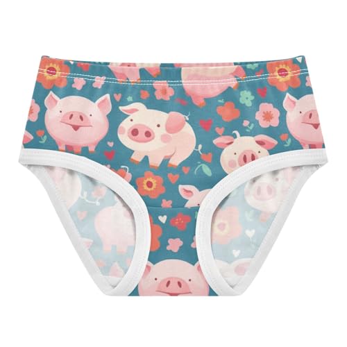 Wusikd Cute Pink Pigs Girls' Underwear Cotton Colorful Hearts Girls Briefs Soft Toddler Underwear 2T