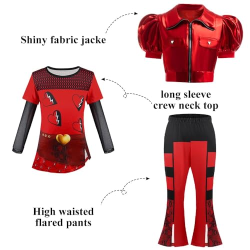 Disfraz rojo para niña 4-5 años 4 piezas miniatura 4