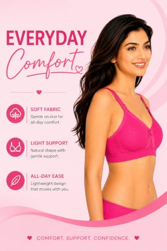 Image of SONA Super Fit Everyday Non Padded Side Support Cotton Full Coverage Bra for Women with Transparent Strap Plus Size Bra