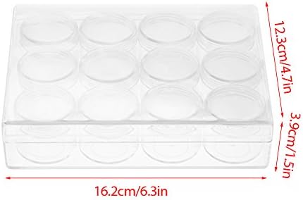 GLOGLOW Plastic Storage Boxes, Clear Jewelry Beads Storage Containers W/12 Round Transparent Bottle Container Tiny Jars for DIY Art Craft(15g(2#))