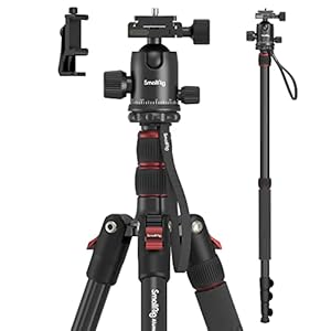 SmallRig CT-10 Camera Tripod, 71″ Foldable Aluminum Tripod & Monopod, 360°Ball Head Detachable, Payload 33lb, Adjustable Height from 16″ to 71″ for Camera, Phone-3935