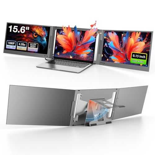 QQH Laptop Screen Extender, 15.6” Triple Portable Monitor for Laptop