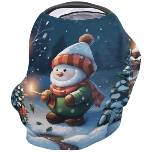 Nursing Cover for Breastfeeding Scarf, Cute Gnome Christmas Snowy Baby Car Covers Super Soft Multi Use for Canopy Shopping Cart Cover Blanket Stroller Cover